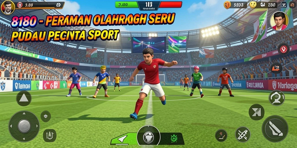 Screenshot dari gameplay <strong>8180</strong> yang menampilkan pertandingan olahraga intens.