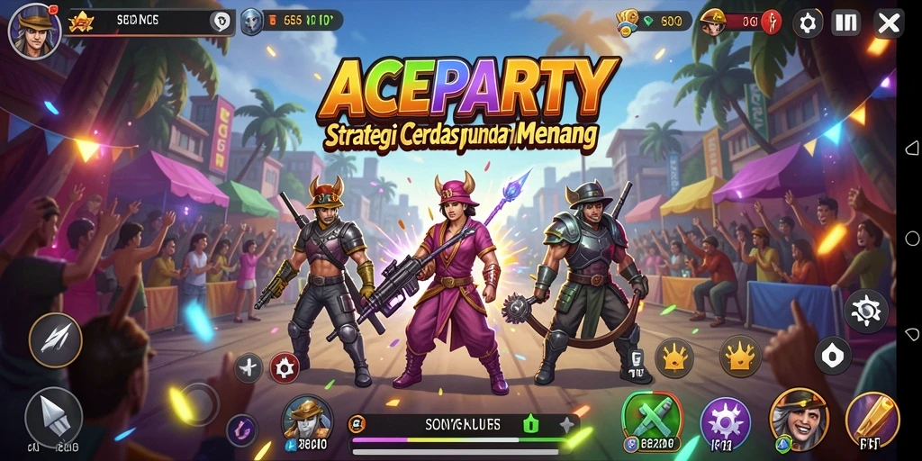 Tangkapan layar gameplay ACEPARTY yang menampilkan aksi strategi mendebarkan.