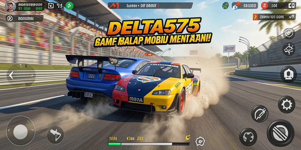 Screenshot gameplay DELTA575 dengan balapan seru di lintasan menantang.