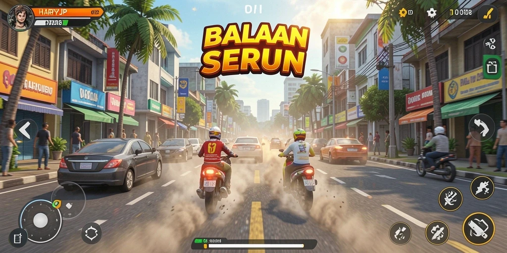 Tampilan seru gameplay balapan di HARAPJP dengan mobil dan trek yang beragam.