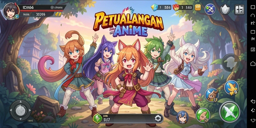 Tampilan gameplay IDX66 yang penuh aksi dan karakter anime ikonik.