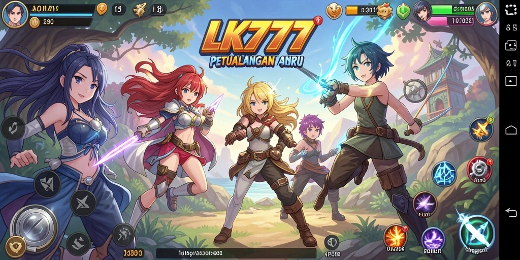 Screenshot LK777 menunjukkan pertarungan seru dalam dunia anime yang penuh warna.