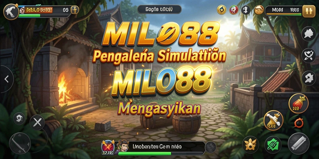 Screenshot menunjukkan karakter dan lingkungan menarik dalam MILO88.