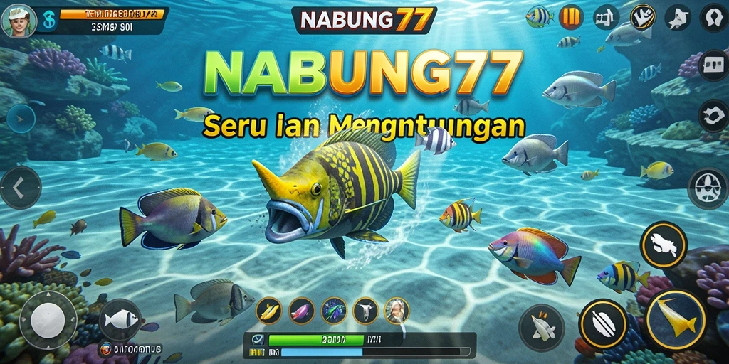 Tampilan gameplay seru dalam NABUNG77 dengan aksi menembak ikan.