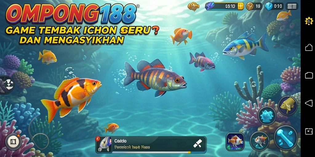 Tampilan gameplay seru OMPONG188 dengan menembak ikan.