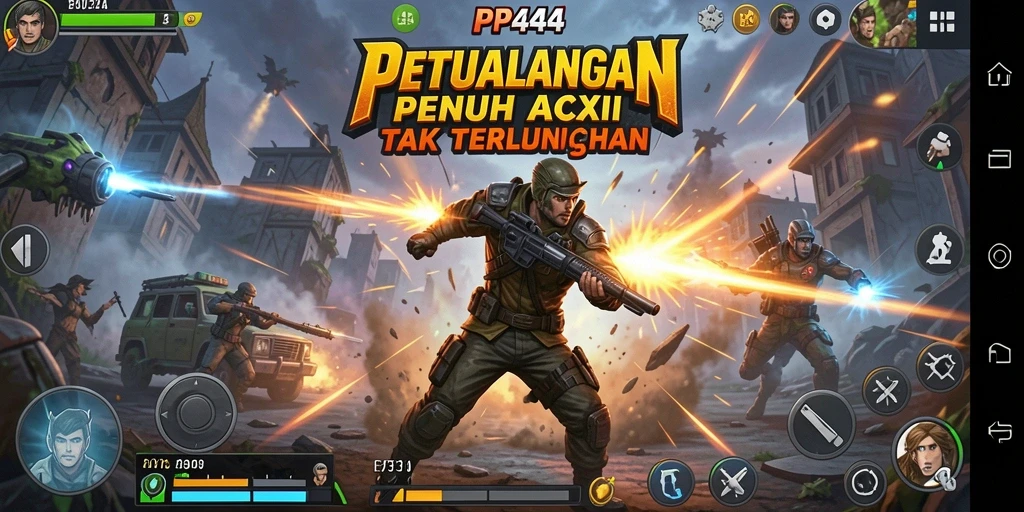 Tampilan menegangkan dari gameplay aksi PP444 yang seru.