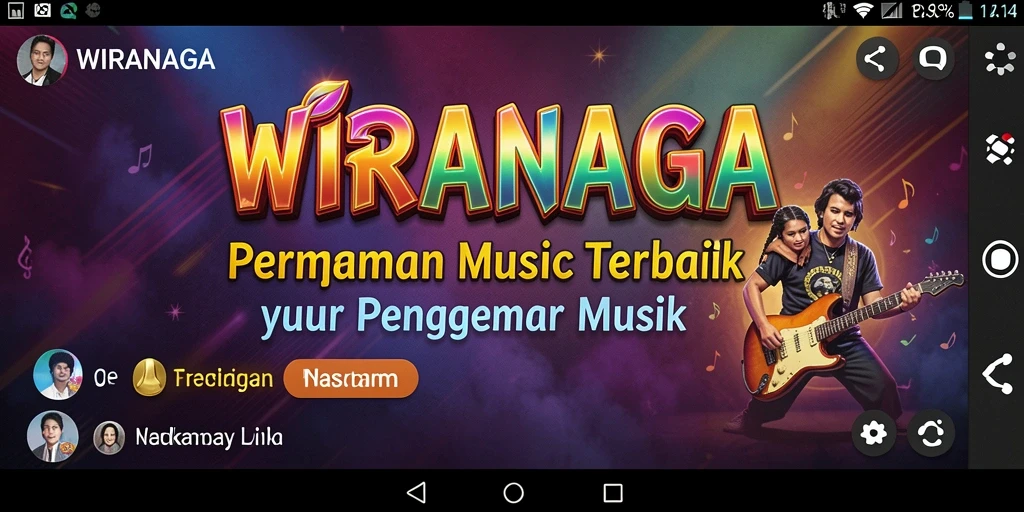 Tampilan screenshot WIRANAGA yang menunjukkan gameplay musik penuh warna.